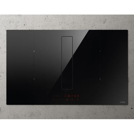 Elica – Table de cuisson aspirante induction 83cm 4 feux 7400W noir – Hotte intégrée – Commandes frontales – Aspiration automatique