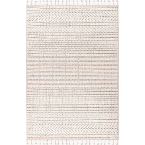 LUXOR Tapis tissé à franges écru - 160x230 cm (1/5)
