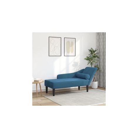 Chaise longue avec coussins bleu velours (1/5)