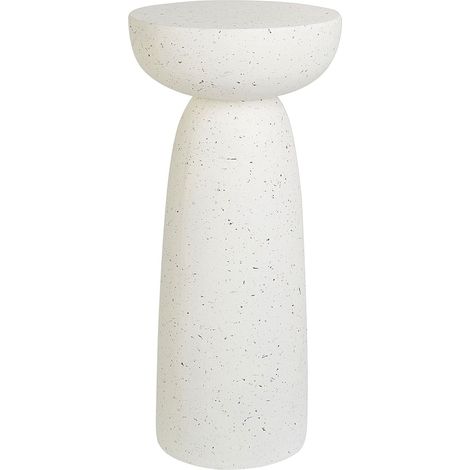 Beliani – Table d'appoint ronde en MgO effet terrazzo blanc cassé – Dimensions 33x33x71 cm – Pour intérieur et extérieur – Résistante aux intempéries