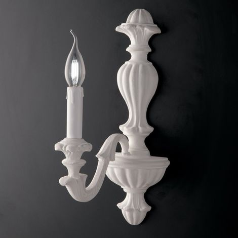 Lámpara de pared de madera blanca shabby one light 25x h40 cm