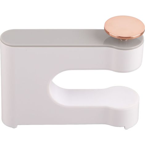 Soavoa Support Sèche-cheveux Mural Adhésif Salle de Bain avec Rangement pour Brosse et Accessoires Gris 1 Pièce (1/4)
