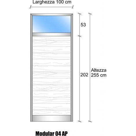 Modulo Iniziale/Finale Parete Divisoria in Vetro Trasparente Alluminio e Perline 1 Traversa Alta - H2550xL1000 mm Colore Grigio Mix - ITALFROM (1/3)