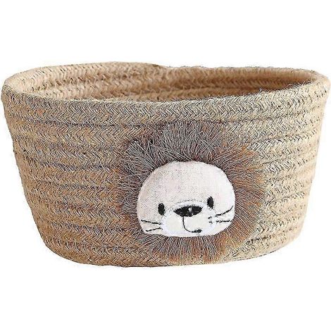 Panier de rangement en fil de coton de style japonais, boîte de rangement pour jouets et objets divers, idéale pour la chambre, le salon ou le bureau.-Brown Lion