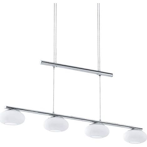 Lampadario A Sospensione Moderno Aleandro 1 Acciaio Cromo Vetro 4 Luci Led 4,5W (1/4)