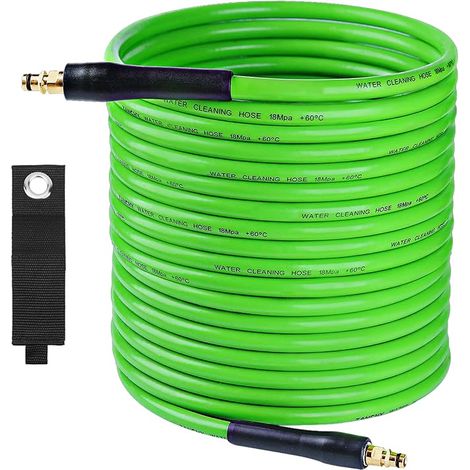 Tuyau de nettoyeur haute pression pour Karcher, avec connecteur rapide à baïonnette, vert, tuyau de rechange pour Karcher K2 K3 K4 K5 K6 K7, tuyau de nettoyeur haute pression compatible avec (1/5)