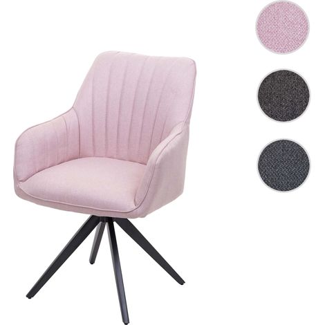 Chaise de salle à manger HWC-H73, fauteuil,avec accoudoirs, acier rétro, tissu - gris-marron (1/5)