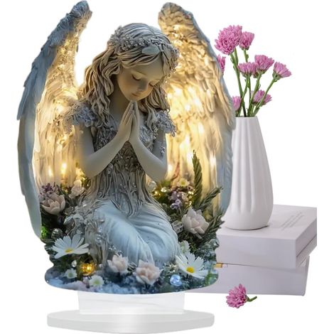 Décoration d'ange en acrylique 2D - Décoration de Noël - Centre de table paisible - Pour intérieur ou extérieur, jardin, bibliothèque, chambre à coucher, salle à manger, salon, anniversaire (1/5)
