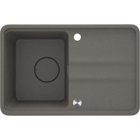 Évier de cuisine encastrable en granit avec 1 cuve et égouttoir, 67 x 44 cm, anthracite métallisé - Mira