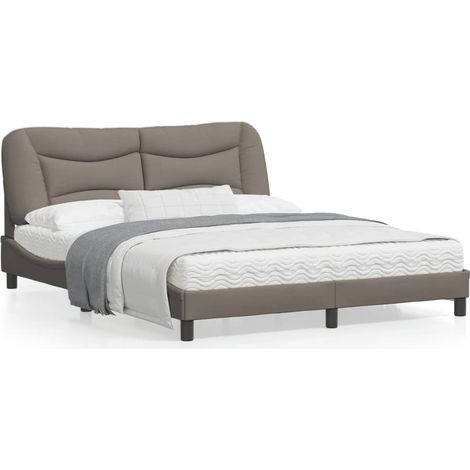 Cadre de lit avec tête de lit Taupe 160x200 Tissu (1/5)