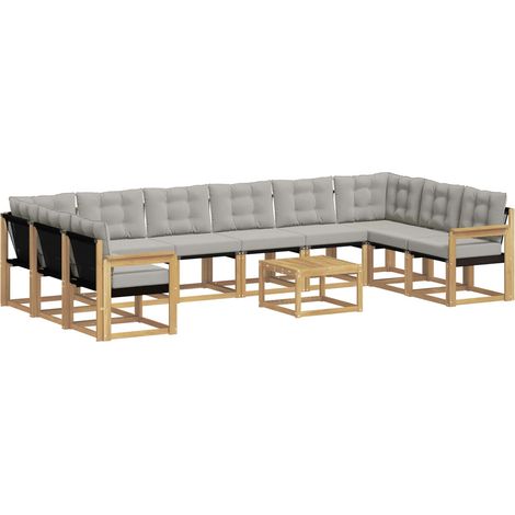 Set di divani da esterno 11 pz Bianco e Grigio Chiaro vidaXL (1/5)