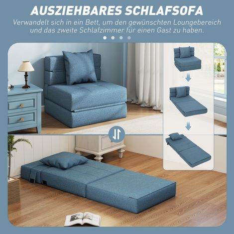 Fauteuil transformable inclinable, canapé-lit d'appoint avec housse démontable, 70x70x61 cm, bleu marine. (1/4)
