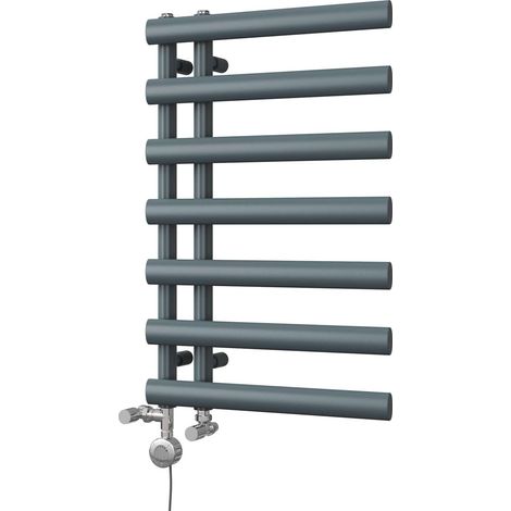 Elyan - Anthracite Dual Fuel Towel Rail H766mm x W500mm Thermostatic (1/3)
