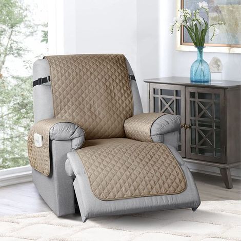 Housse Fauteuil Relax Circus, Protection rembourrée 1 Places, Housse Matelasse Réversible, Couleur Kaki-86x78.5inch (1/5)