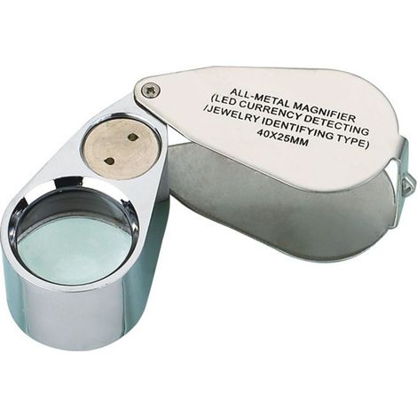Loupe de bijoutier 40X avec LED pour contrôle de billets, loupe portative d'identification et d'expertise des bijoux, main légère (1/5)