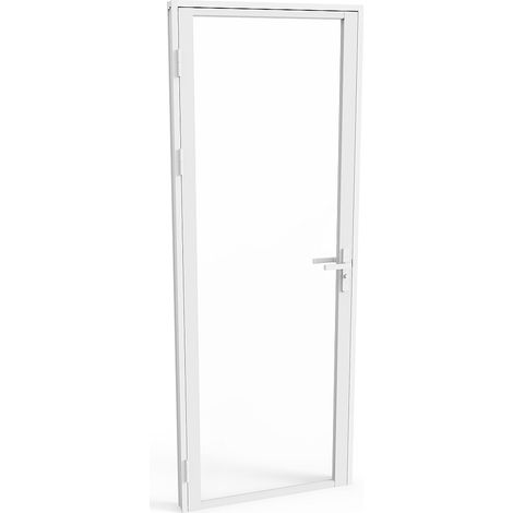 Bloc porte réversible en aluminium et verre trempé - H204 x L93 cm - Blanc - LOXTON