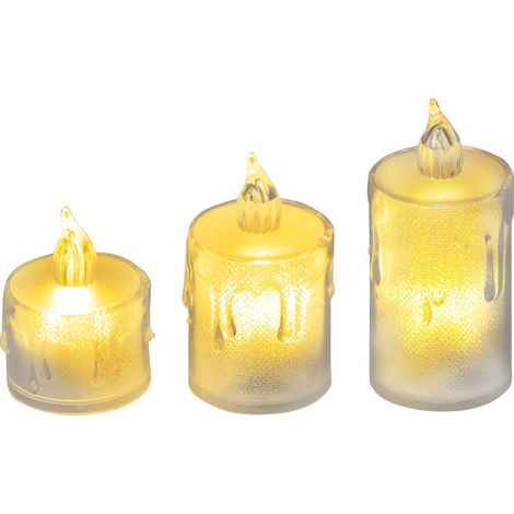 Kerze MagicHome Weihnachten, Set 3 Stk., LED warmweiß, einfaches Leuchten, 3,7x5/6,5/8 cm (1/2)