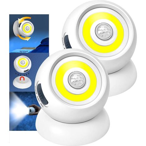Lumières de capteur de mouvement,Lumières de nuit portables activées à 360°Motion,Lumières de sécurité alimentées par batterie,Lumière murale pour placard,Escalier,Chambre à coucher,Armoire,Garage2PCS (1/5)