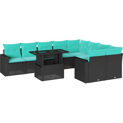 Maison Exclusive - 10-teiliges Gartensofa-Set mit Kissen, schwarz (1/5)