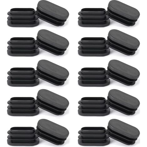 Bouchons à Lamelles, 30 15mm pour Tube Ovale Bouchons de Couverture Cache Tube, Bouchon Pied de Chaise, Embout en Plastique PE, Protection Pied pour Canapés Tables Noir (1/5)