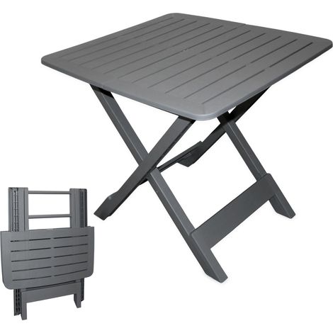 Klapptisch Tevere grau - 72 cm - Kunststoff Garten Beistelltisch - Camping Festival Garten Tisch klappbar