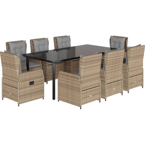 Maison Exclusive - Set da Pranzo da Giardino 9 pz con Cuscini Beige in Polyrattan (1/5)
