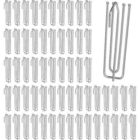 Lot de 60 crochets de rideaux en acier inoxydable avec 4 dents pour rideaux avec galon fronceur, crochets en métal, crochets pour la fabrication de plis de rideaux (1/5)