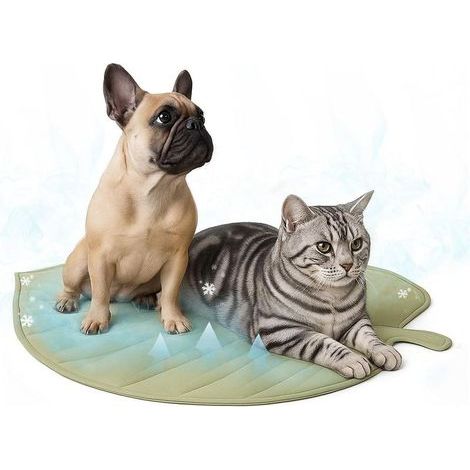Tapis rafraîchissant pour animaux de compagnie – Grand tapis d'été en forme de feuille. lavable. antidérapant. pour chiens et chats. en coton résistant et léger (1/5)