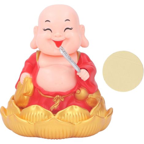 Nodding Smiling Buddha Maitreya Automatic Laughing Car Dashboard Solar Buddha Toy for Home Desktop Red (1/5)
