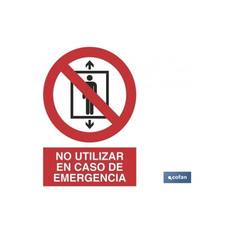 Cartello in polistirolo 210x148mm + divieto di utilizzo in caso di emergenza