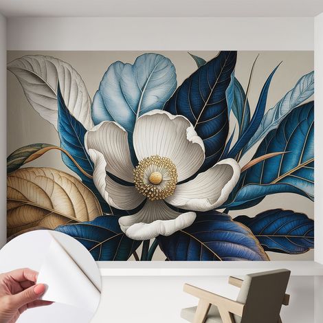 Carta da parati autoadesiva moderna - fotomurale - lavabile - ufficio - design moderno - Flora elegante 152x104 cm (1/5)