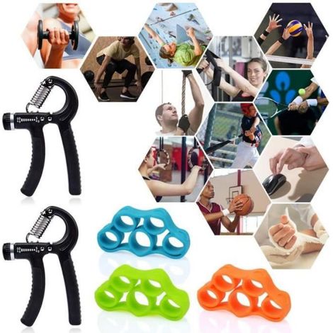 2 pcs Exerciseur à main, Hand Grip Strengthener, Hand Squeezer à résistance réglable 5-60 KG avec 3pcs Finger Strengthener (1/4)