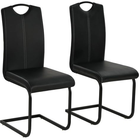 Lot de 2 chaises de salle à manger cuisine cantilever design contemporain synthétique noir CDS020374 (1/5)