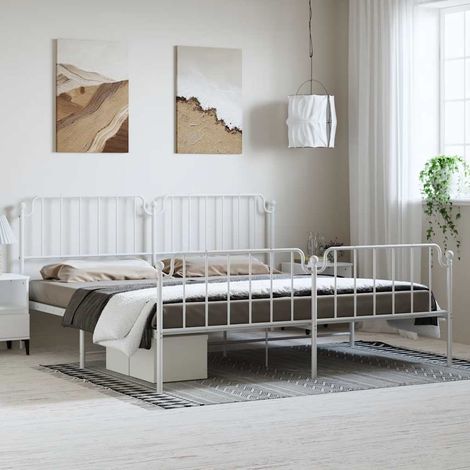 Cadre de lit métal sans matelas-Structure de lit et pied de lit blanc 183x213 cm 354550 (1/5)