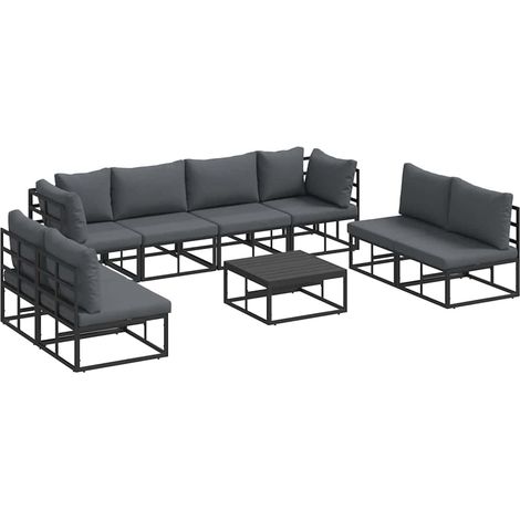 Maison Exclusive - Set Divano da Giardino con cuscino 9 pcs Nero Alluminio