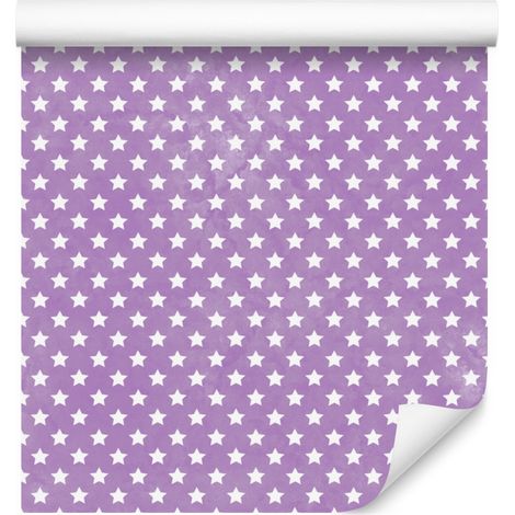 Papel pintado de estrellas morado y lavanda para salón y dormitorio, 50x1000 cm (1/5)