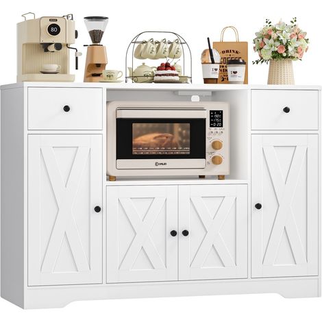 Buffet, Rangement Ample, Design Polyvalent, BLANC (1/2)