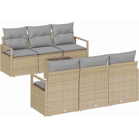 Maison Exclusive - Sofa Set mit Kissen 7 pcs Beige und Grau Poly