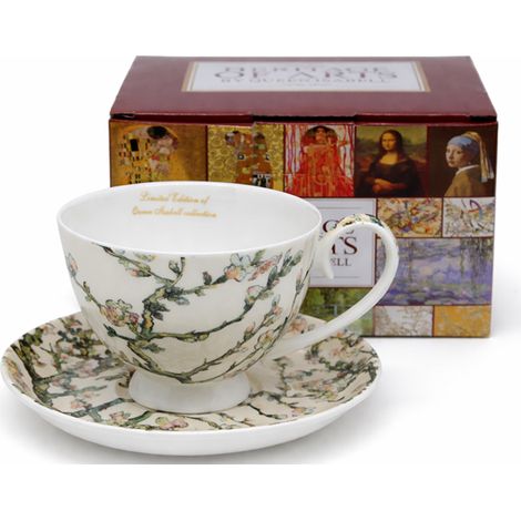 Taza de porcelana Van Gogh color almendra con platillo y cuchara, 250 ml. (1/5)