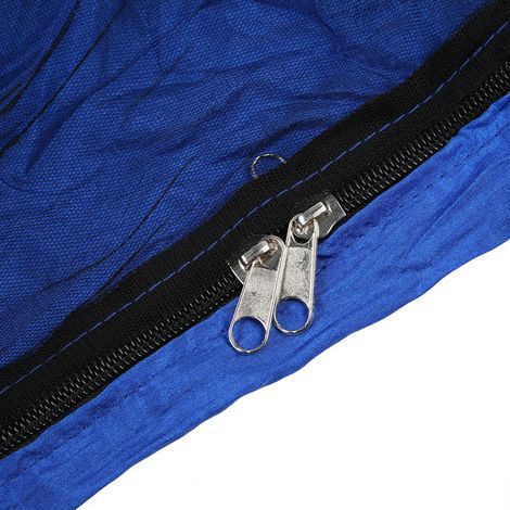 Ensemble hamac suspendu portable avec moustiquaire pour jardin, cour ou voyage, idéal pour le camping et les voyages (la couleur du sac de fixation au sol est aléatoire) (auvent bleu, hamac bleu) (1/5)