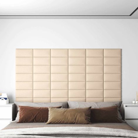 Wandkopfteilen 12 pcs Creme 30 x 15 cm Stoff
