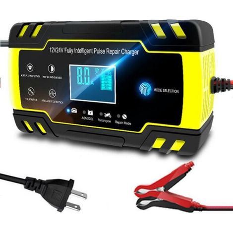Chargeur de Batterie Intelligent 12V-24V 8A pour Voiture Moto Camion, AGM, Gel, Wet, SLA (1/4)