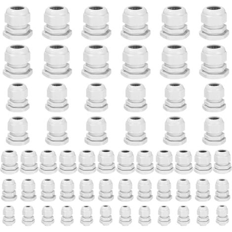 60 Stück wasserdichte Kabelverschraubungen M12 M16 M20 M25 M32, Gummi-Kabelverschraubungsdichtung IP68, verstellbare Kabelverschraubung, verstellbare Kontermuttern aus Nylon-Kunststoff für Haus-/Garte (1/5)