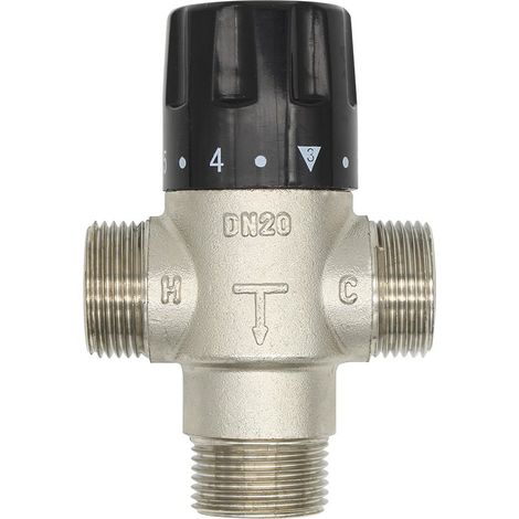 Mitigeur thermostatique 3 voies 1/2 3/4 1-1/4 1-1/2 pouce pour bain baignoire douche douchette cuisine robinet robinetterie (3/4 pouce (DN20)) (1/5)