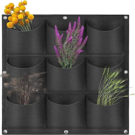 Sac de culture suspendu pour végétalisation murale verticale – Noir, 5/10/15 poches, sac de culture robuste pour herbes aromatique (1/5)