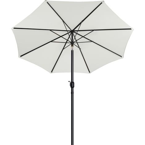 Yaheetech Ombrellone da Giardino Esterno Portatile Parasole Protezione UV con Manovella Reclinabile Telo in Poliestere Tubo in Alluminio Spiaggia Balcone Terrazzo Crema
