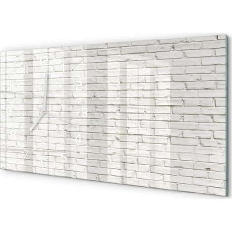 Horloge Murale Originale 60x30 cm Verre Trempé Cadeau Maison Moderne Mur de briques (1/5)
