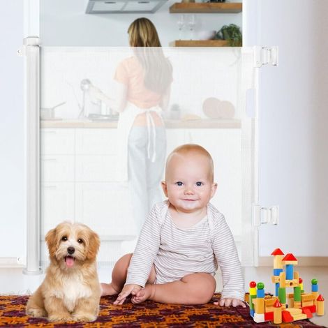 Retractable Baby Safety Gate, 0-150cm Retractable Baby Barrier, Baby Safety Gate Suitable for Stairs, Hallways, Indoors and Outdoors (Nior)