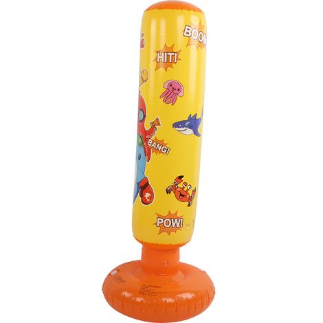 Punching bag gonflable pour enfants - Sac de frappe jaune anti-stress et jeu actif (1/5)
