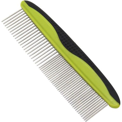 1 Peigne pour chien, dents en acier inoxydable, extrémités arrondies, manche antidérapant, toilettage chats et lapins (1/5)